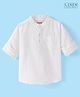 Babyhug Cotton Linen Woven Full Sleeves Mandarin Collar Kurta Solid Shirt - White