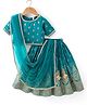 Babyhug Woven Half Sleeves Brocade Pattu Pavda Choli With Lehenga And Dupatta Set - Blue