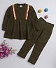 Yellow Apple Knit to Knit Full Sleeves Winter Wear Suits With Lounge Pant - Olive