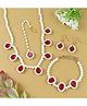 Asthetika Set Of 4 Meenakari Kundan Stone Embellished & Pearl Detailed Coordinating Jewellery Set - Red