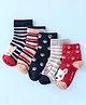 Mustang Cotton Blend Ankle Length Socks Teddy Design Pack of 5 - Red & Grey