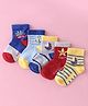 Mustang Cotton Blend Ankle Length Socks Ship Design Pack of 5 - Blue & Red