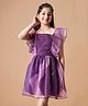 Cherry Jerry  Flutter Sleeves Ruffled Organza Shimmer  Fit And  Flare Dress - Purple