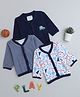 BUMZEE Full Sleeves Cotton Striped & Sports Printed Set of Jhablas Pack of 3 - Blue