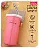 Babyhug Steel Straw Tumbler With Straw Cleaning Brush Silver - 450 ml, Pink| Diswasher Safe| Travel Lid & Straw Lid| Food-Grade Material| For Hot & Cold Beverages| Straw Cap| Leak-Proof Design