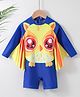 Kookie Kids Half Sleeves Legged Swimsuit With Owl Print - Yellow & Blue