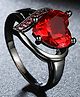 Yellow Chimes Crystal Rings For Women | Adjustable Ring Love Red Heart Crystal Ring | Valentine Special Black Gun Plated Finger Ring for Girls | Birthday Gift For Girls Anniversary Gift for Wife