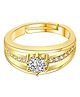 Yellow Chimes Single Stone Sparkling Layer 18K Gold Plated Cubic Zircon Designer Ring for Women