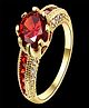 Yellow Chimes Dazzling Imperial Red Austrian Crystal Gold Plated Ring for Women and Girls ...