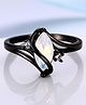 Yellow Chimes Rings Black Ring Olivia Man Made Opal Invisible Setting Black Gun Plated Ring for Women and Girls - Black