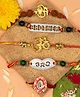 Yellow Chimes Rakhi for Brother Combo of 5 Rakhi Set for Brother Traditional Gold Plated Rakhi Set for Brother and Sister| Rakhi with Roli, Chawal & Greeting Card
