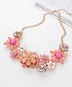 Yellow Chimes Necklace For Women Gold Toned Pink color Floral Designed Crystal Necklace For Women and Girls