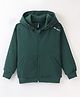 Little Kangaroos Full Sleeves Solid Fleece Hooded Sweat Jacket with Pockets - Green
