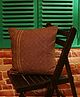 Vanchai Ajrak Peach Handcrafted Organic Cotton Cushion Cover - Brown