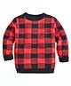 Kookie Kids Full Sleeves Sweater with Checks Design - Red & Black