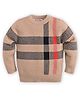 Kookie Kids Full Sleeves Checks Design Sweater - Khaki