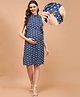 Shades Of Sabi Sleevess Arrow Printed Maternity Dress - Blue
