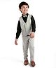 Babyhug Full Sleeves 3 Piece Party Suit with Bow & Stretch Solid Color - Grey & Black