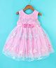 Babyhug Sleeveless Party Frock With Star Embroidered & Floral Applique - Pink