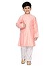 Saka Designs By Sapna Jaquard Full Sleeves Kurta & Pyjama Set - Pink & White