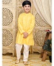 Saka Designs by Sapna Foil Printed Full Sleeves Kurta & Pyjama - Yellow & Gold