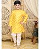 Saka Designs by Sapna Foil Printed Full Sleeves Kurta & Pyjama - Yellow & Gold