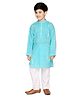 Saka Designs by Sapna Printed 100% Cotton Full Sleeves Kurta & Pyjama Set - Blue & White
