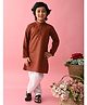Saka Designs By Sapna Full Sleeves Blended Cotton Solid Colour Kurta & Pyjama Set - Maroon