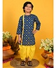 Saka Designs By Sapna 100% Cotton Full Sleeves Lace Embellished Bandhani Kurta With Dhoti - Blue & Yellow