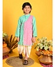Saka Designs By Sapna Full Sleeves Cotton Bandhani Printed & Striped Kurta with Solid Colour Dhoti - Sky Blue & Pink