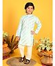 Saka Designs by Sapna Stripes Printed Full Sleeves  Kurta & Pyjama Set - Sky Blue & Gold