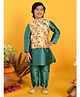 Saka Designs by Sapna  Floral Printed Jacket with Full Sleeves Kurta & Pyjama Set - Green