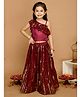 Saka Designs by Sapna Embroidered Lehenga with Single Shoulder Frill  Sleeves Choli - Wine & Gold