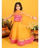 Saka Designs By Sapna Singlet Sleeves Cotton Sequenced Mesh Detailed Lehenga with Floral Zari Design Choli & Dupatta - Orange