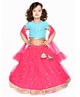 Saka Designs By Sapna Half Sleeves Embroidered Lace & Sequin Embellished Chanderi Lehenga & Choli With Net Dupatta - Blue & Magenta