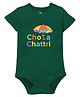 Zeezeezoo Half Sleeves Monsoon Theme Chota Chattri Text  Printed  Onesie - Forest Green