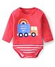 Babyhug 100% Cotton Full Sleeves Onesies With Truck Print - Red