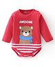 Babyhug 100% Cotton Knit Full Sleeves Onesie Bear Print - Red