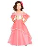 Saka Designs By Sapna Cold Shoulder Jacquard Floral Embroidered Party Gown - Peach & Cream
