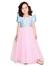 Saka Designs By Sapna Half Puffed Sleeves Floral Embroidered Fit And Flare  Gown - Pink & Blue
