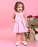 Saka Designs By Sapna Singlet Sleeves Polka Dot Printed Party Frock - Pink