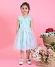 Saka Designs By Sapna Sleeveless Net Mirror Work Detailing Party Frock - Blue