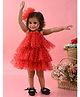 Saka Designs By Sapna Singlet Sleeves Net Glitter Printed Layered Party Frock - Red