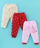 Mini Donuts 100% Cotton Full Length Heart Printed Pajamas Pack of 3 - Red Yellow & Pink