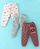 Mini Donuts 100% Cotton Full Length Pajamas Car Printed Pack of 3 - Acru Green & Brown