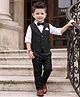 Robo Fry Woven Full Sleeves Solid Colour Three Piece Party Suit With Bow - Black