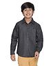 SpyBy Full Sleeves Denim Solid Colour Shirt - Black