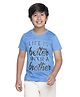 SpyBy Cotton Half Sleeves T-Shirt Text Printed - Blue