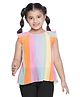 SpyBy Half Sleeves Satin Striped Top -Pink Blue Orange