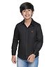 SpyBy Full Sleeves Cotton Shirt with Alphabet Embroidery - Black